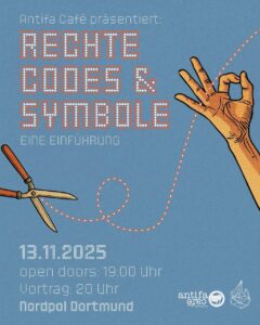 Werbegrafik für die im Blogspost beworbene Veranstaltung zu rechten Codes und Symbolen. 